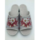 Mules La Maison de l'Espadrille 2045 Gris Rouge/Fleurs Marguerites talon compense bout fermé