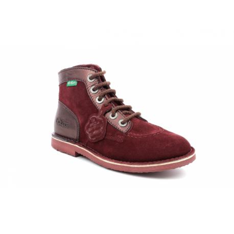 ORILEGEND BORDEAUX VIOLET METALLISE mi montant lacet KICKERS