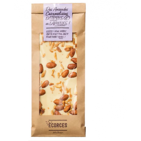 Écorce Chocolat Blanc et Amandes Caramélisées