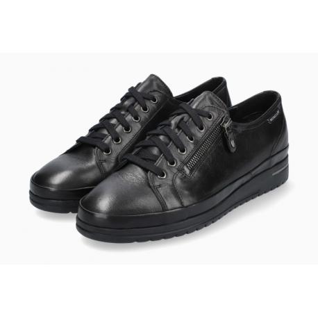 Sneackers chics sport habillé MEPHISTO JUNE Femme Sneaker Noir Cuir  Lisse semelle amovible