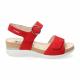 Sandales Femme ORIANA Rouge deux velcros dont un présente une boucle décorative.