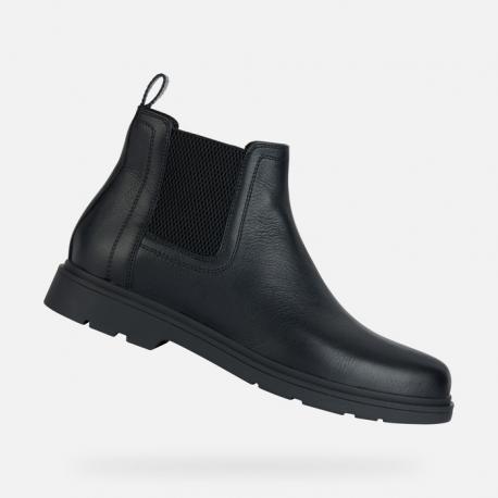 Bottines SPHERICA EC1 Cuir Noir GEOX D36d1C  Homme Chelsea Elastique de côté semelle epaisse