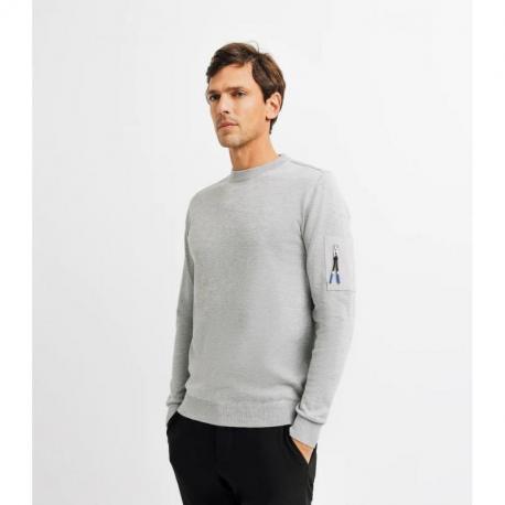 Pull Izac col rond avec poche gris