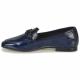 Mocassins mors chaîne VEILLE Cuir Vernis Marine JB MARTIN Plat femme collège