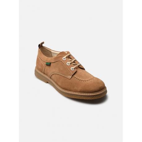 KICK LEVY Camel DERBIES Cuir velours Femme KICKERS mode lacet