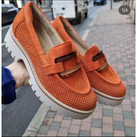 MOCASSINS Nubuck Orange SOFTWAVES 8.36.42 VENICE 024 Mandarine 8.36.42