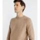 Pull manches longues  IZAC col rond beige