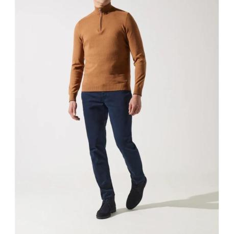 Pull col zippé camionneur camel