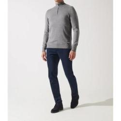 Pull col zippé camionneur gris