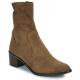 Bottine féminine JB MARTIN Toile SUEDE ST TAUPE LOU talon de 4,5cm toile strech + zip