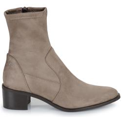 Bottine féminine JB MARTIN Toile SUEDE ST TAUPE LOU talon de 4,5cm toile strech + zip