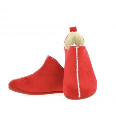 Pantoufle la Maison de l’Espadrille 6030 en ROUGE chausson fourré pure laine vierge