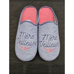 Mule d'interieure La maison de l’espadrille 2502-6 BLEU écrit MÈRE VEILLEUSE