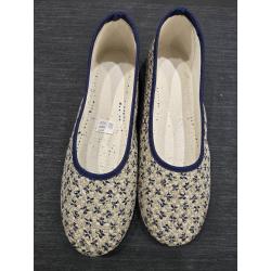 Ballerine d'intérieure femme, fantaisie motifs "fleurs" La MAISON DE L'ESPADRILLE - 2051 Marine/Beige