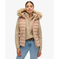 SUPERDRY Veste sans manche en fausse fourrure à capuche Fuji