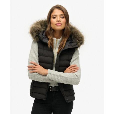 SUPERDRY Veste sans manche en fausse fourrure à capuche Fuji