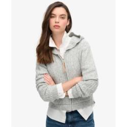 SUPERDRY Sweat à capuche zippé en maille torsadée