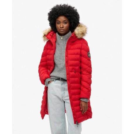 SUPERDRY Doudoune mi-longue à capuche en fourrure synthétique