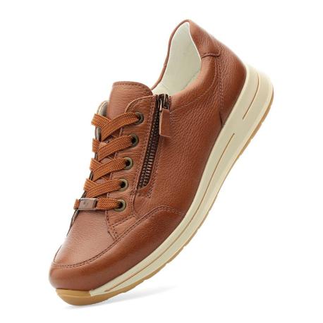 Basket OSAKA Cuir Gold Cognac 24801-49 ARA SHOES lacet + Zip semelle amovible