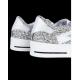 Basket NOUBAR Blanc/ Glitter argent paillettes B727 lacet blanc SMR23 semelle amovible