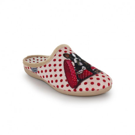 Mule Pantoufle pour femme 6537 Maison de l’Espadrille Bouledogue rouge/crème